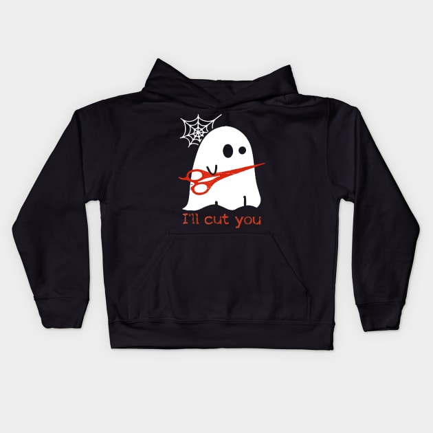 Halloween ghost i'll cut you shirt boo i will Kids Hoodie by Tianna Bahringer